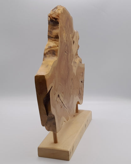 GRANDE SCULPTURE "ABSTRAITE" EN TECK SUR SOCLE - ARTISANALE, ORIGINALE & UNIQUE