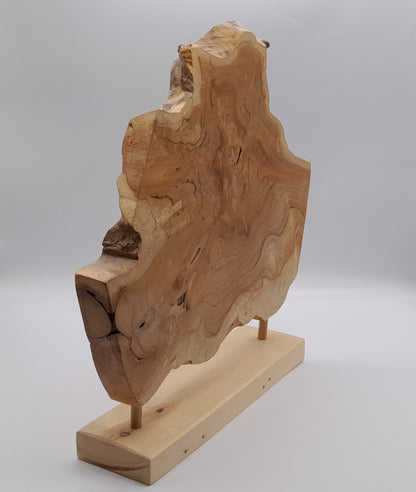 GRANDE SCULPTURE "ABSTRAITE" EN TECK SUR SOCLE - ARTISANALE, ORIGINALE & UNIQUE