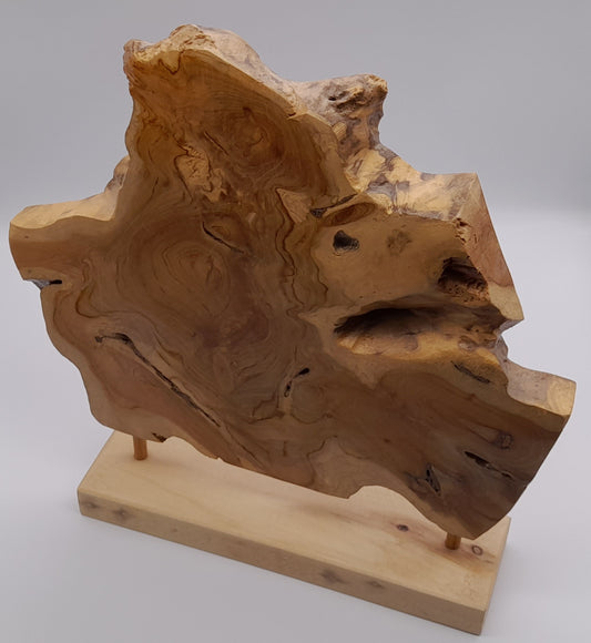 GRANDE SCULPTURE "ABSTRAITE" EN TECK SUR SOCLE - ARTISANALE, ORIGINALE & UNIQUE