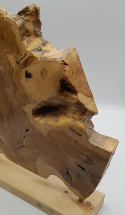 GRANDE SCULPTURE "ABSTRAITE" EN TECK SUR SOCLE - ARTISANALE, ORIGINALE & UNIQUE