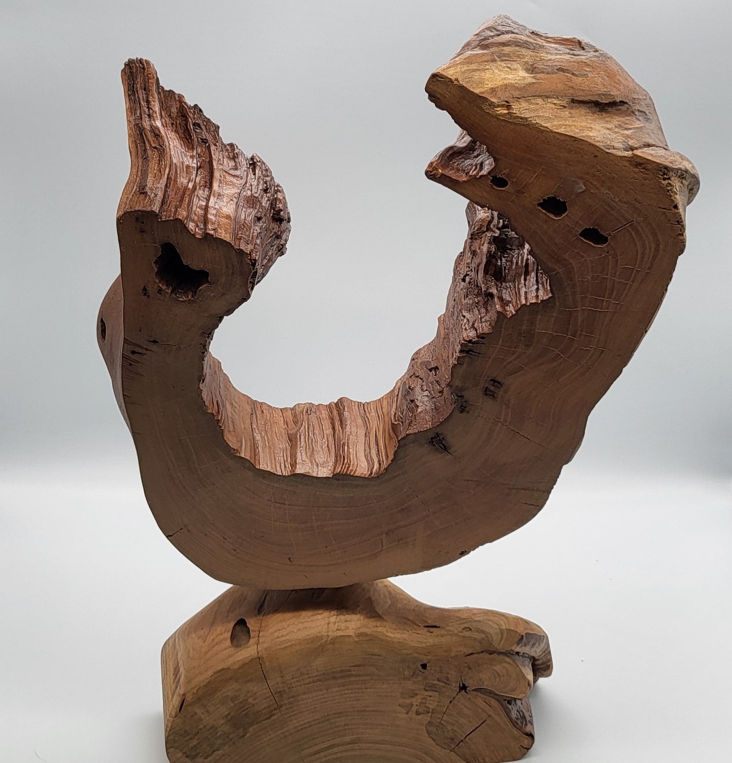 SCULPTURE "FER A CHEVAL" EN BOIS DE CERISIER SUR SOCLE - UNIQUE, ARTISANALE & ORIGINALE