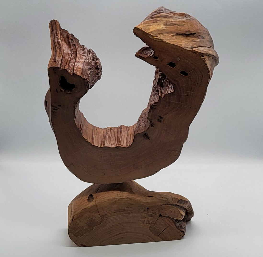 SCULPTURE "FER A CHEVAL" EN BOIS DE CERISIER SUR SOCLE - UNIQUE, ARTISANALE & ORIGINALE