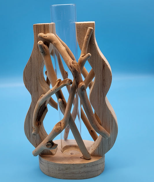 DÉCORATION SOLIFLORE EN VERRE + BOIS ONDULÉ + BOIS FLOTTÉ - ARTISANALE, UNIQUE & ORIGINALE