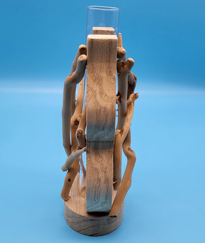 DÉCORATION SOLIFLORE EN VERRE + BOIS ONDULÉ + BOIS FLOTTÉ - ARTISANALE, UNIQUE & ORIGINALE