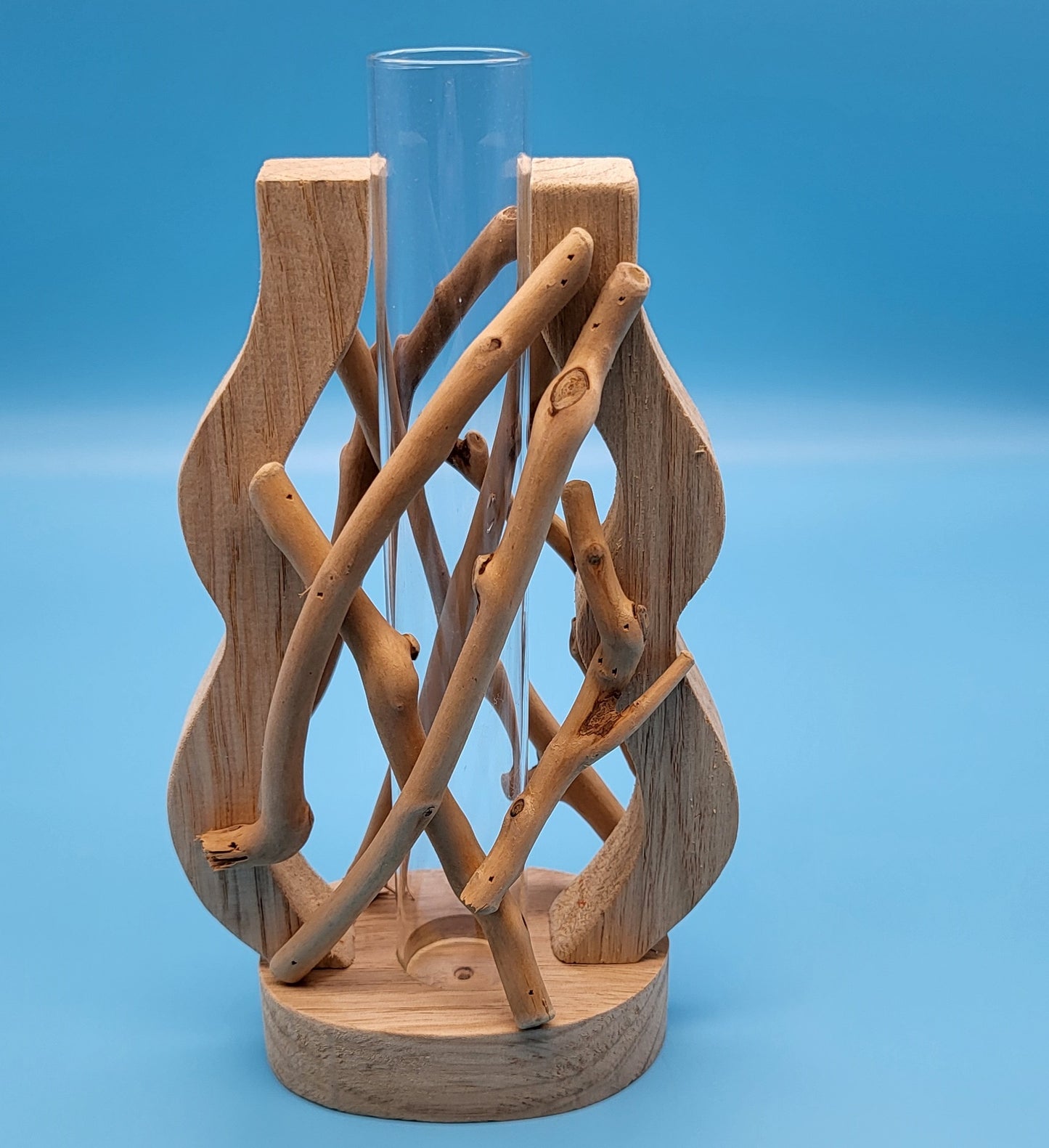 DÉCORATION SOLIFLORE EN VERRE + BOIS ONDULÉ + BOIS FLOTTÉ - ARTISANALE, UNIQUE & ORIGINALE