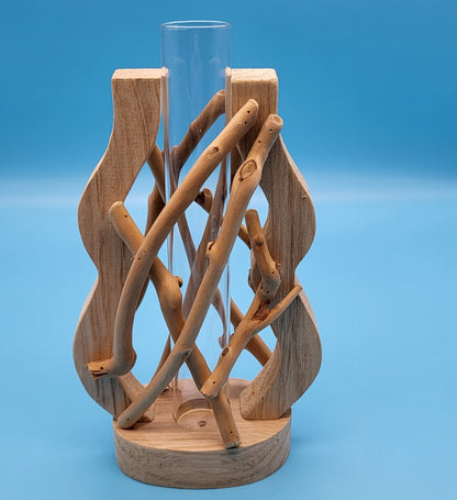 DÉCORATION SOLIFLORE EN VERRE + BOIS ONDULÉ + BOIS FLOTTÉ - ARTISANALE, UNIQUE & ORIGINALE