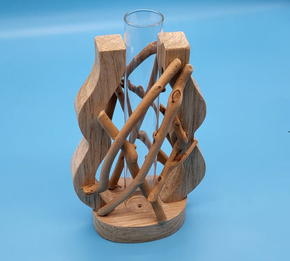 DÉCORATION SOLIFLORE EN VERRE + BOIS ONDULÉ + BOIS FLOTTÉ - ARTISANALE, UNIQUE & ORIGINALE