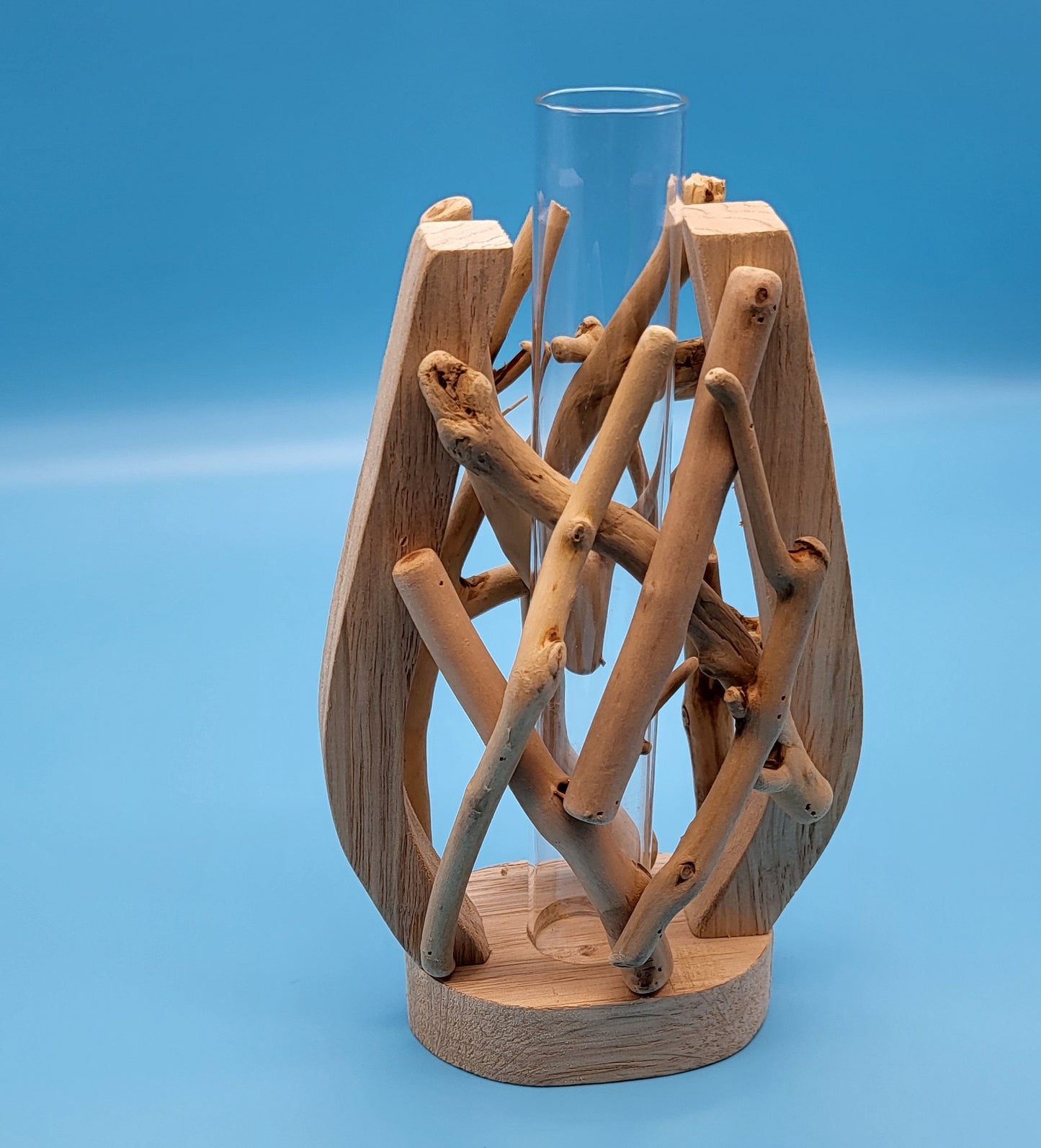 DÉCORATION SOLIFLORE EN VERRE + BOIS ÉVASÉ + BOIS FLOTTÉ - ARTISANALE, UNIQUE & ORIGINALE