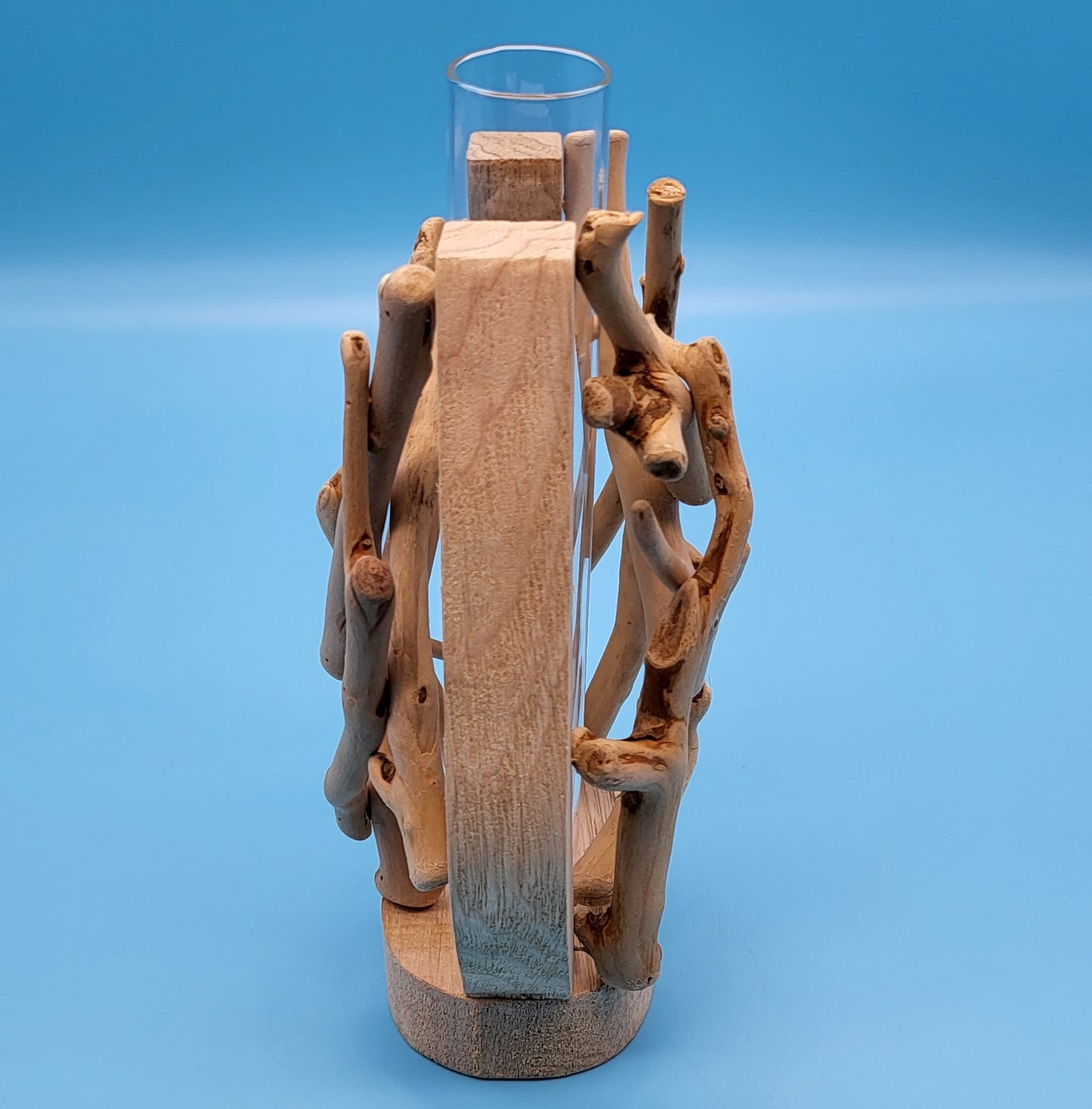 DÉCORATION SOLIFLORE EN VERRE + BOIS ÉVASÉ + BOIS FLOTTÉ - ARTISANALE, UNIQUE & ORIGINALE