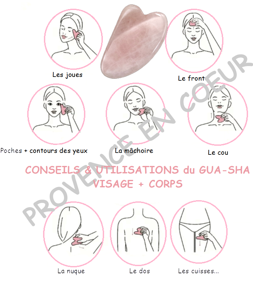 OUTIL de BEAUTÉ « GUA SHA » EN PIERRE QUARTZ ROSE - MASSAGE - ANTI-ÂGE - ARTISANAL ET UNIQUE