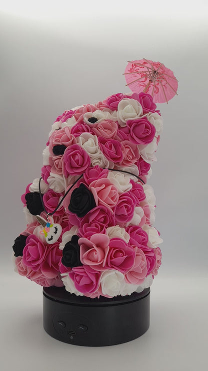 DÉCORATION " 2 EN 1 " OURSON ROSE ET BLANC EN 3D + BIJOU FANTAISIE - UNIQUE, ORIGINAL & ARTISANAL