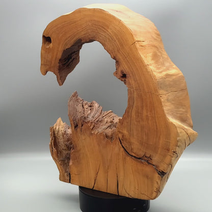 GRANDE SCULPTURE DE "VAGUE" EN BOIS DE CERISIER - UNIQUE, ARTISANALE & ORIGINALE