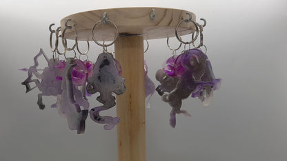 PORTES CLÉS " VIOLETS NOIRS " SIGNES ASTROLOGIQUES DU ZODIAQUE + CONSTELLATIONS - BIJOUX DE SAC FANTAISIES ORIGINAUX, UNIQUES & ARTISANAUX