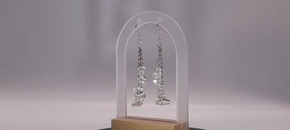 3 MODÈLES DE BOUCLES D'OREILLES EN PIERRES CRISTAL DE ROCHE - BIJOUX ARTISANAUX, UNIQUES & ORIGINAUX