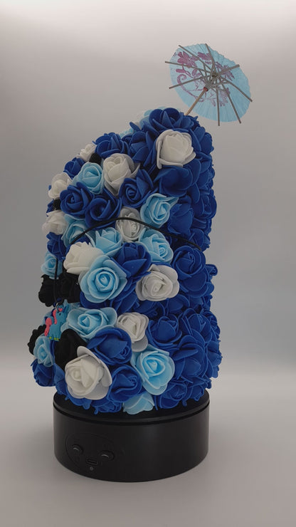 DÉCORATION " 2 EN 1 " OURSON BLEU ET BLANC EN 3D + BIJOU FANTAISIE - UNIQUE, ORIGINAL & ARTISANAL