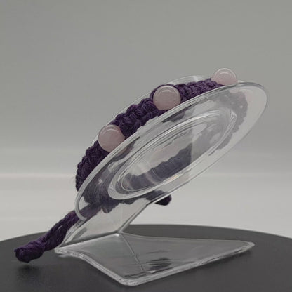 BRACELET MACRAMÉ EN PIERRE DE QUARTZ ROSE - AJUSTABLE & MIXTE, UNIQUE & ARTISANAL