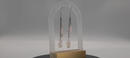 3 MODÈLES DE BOUCLES D'OREILLES EN PIERRE de QUARTZ BLANC - BIJOUX ARTISANAUX, UNIQUES & ORIGINAUX